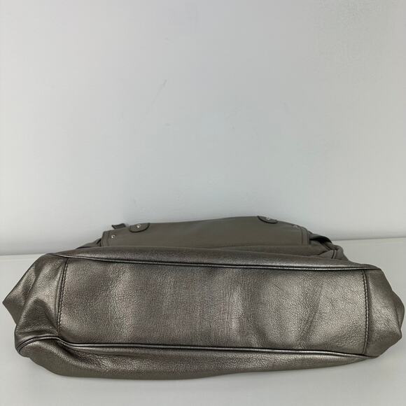 Salvatore Ferragamo Authentic Womens Bronze Leather Lock Closure Shoulder Bag - Picture 5 of 9